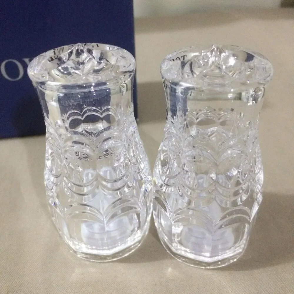 Vintage Austrian Crystal Salt Pepper Shakers Towle Mozart  With Box 3” 70s–90s